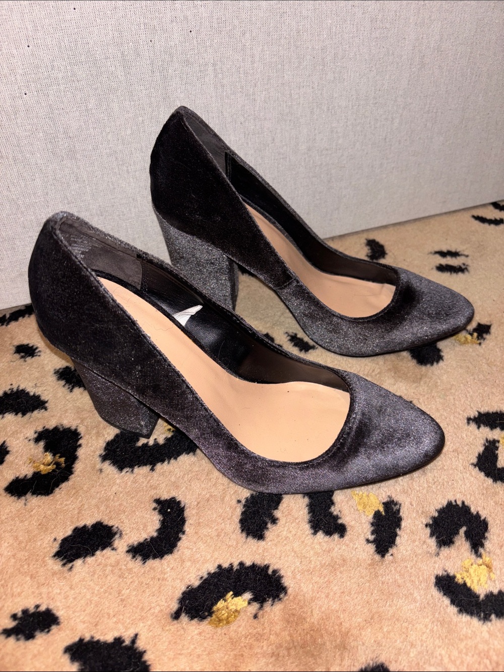Mossimo Supply Co. Charcoal Velvet Block Heel Pumps